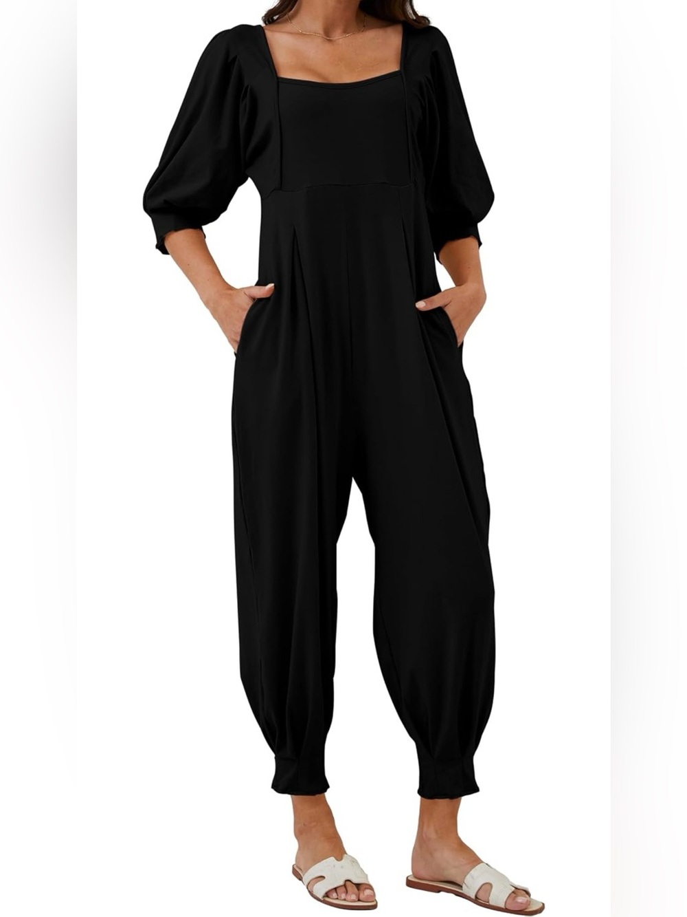 Black Women's Relaxed Jumpsuit with Pockets